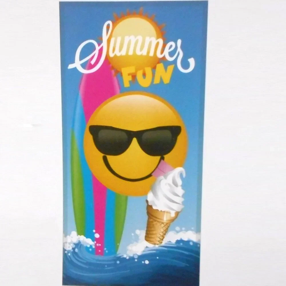 Emoji Expressions Beach Towel measures 30 x 60 inches